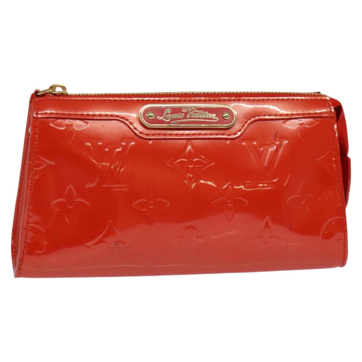 LOUIS VUITTON Monogram Vernis Trousse Cosmetic Orenge Sunset M93648 Auth 122736