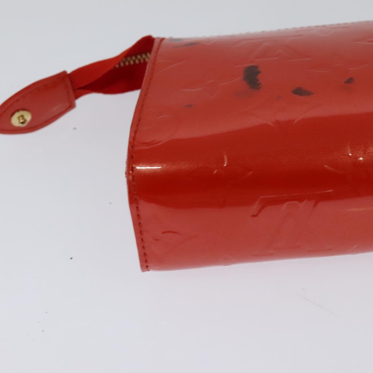 LOUIS VUITTON Monogram Vernis Trousse Cosmetic Orenge Sunset M93648 Auth 122736