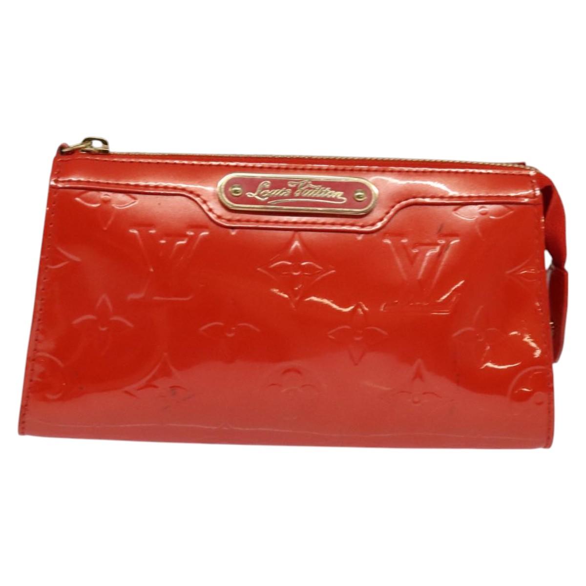 LOUIS VUITTON Monogram Vernis Trousse Cosmetic Orenge Sunset M93648 Auth 122736