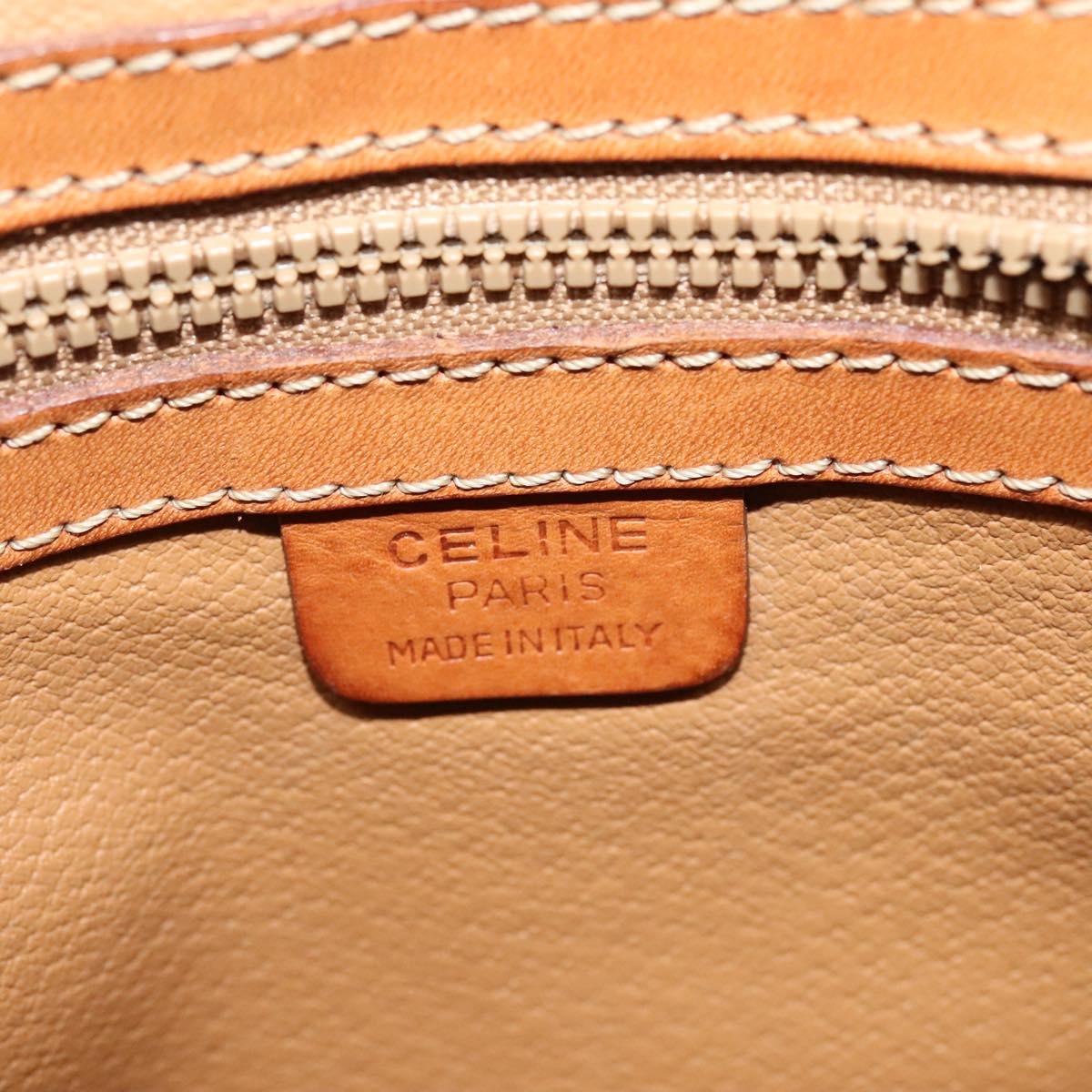 CELINE Macadam Canvas Shoulder Bag PVC Leather Brown Gold Auth 122776