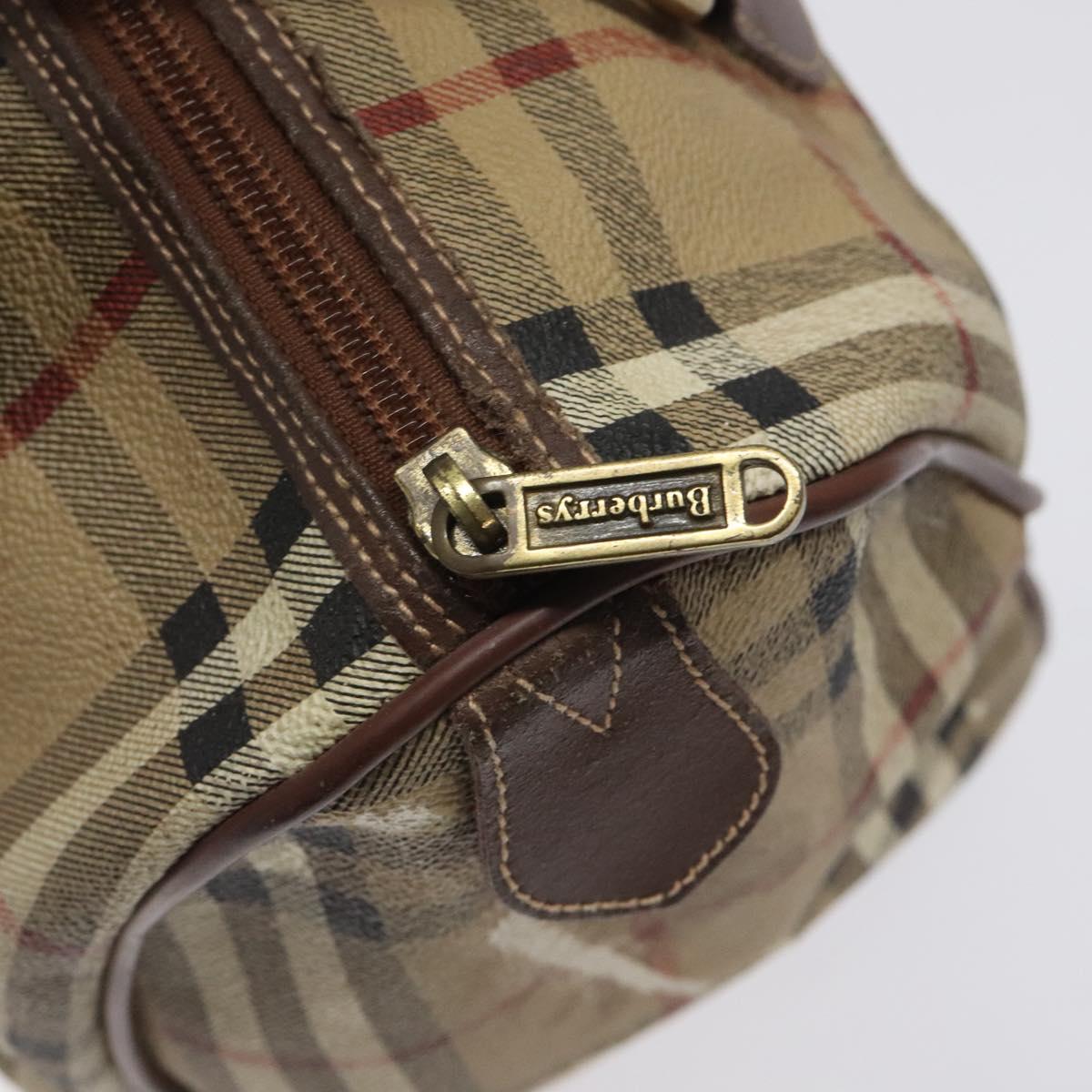 Burberrys Nova Check Hand Bag PVC Beige Auth 122817