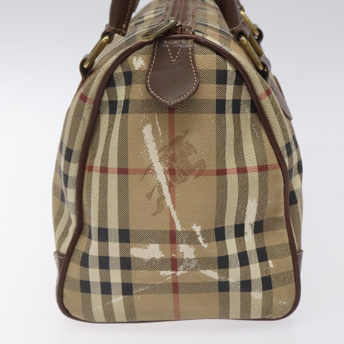 Burberrys Nova Check Hand Bag PVC Beige Auth 122817