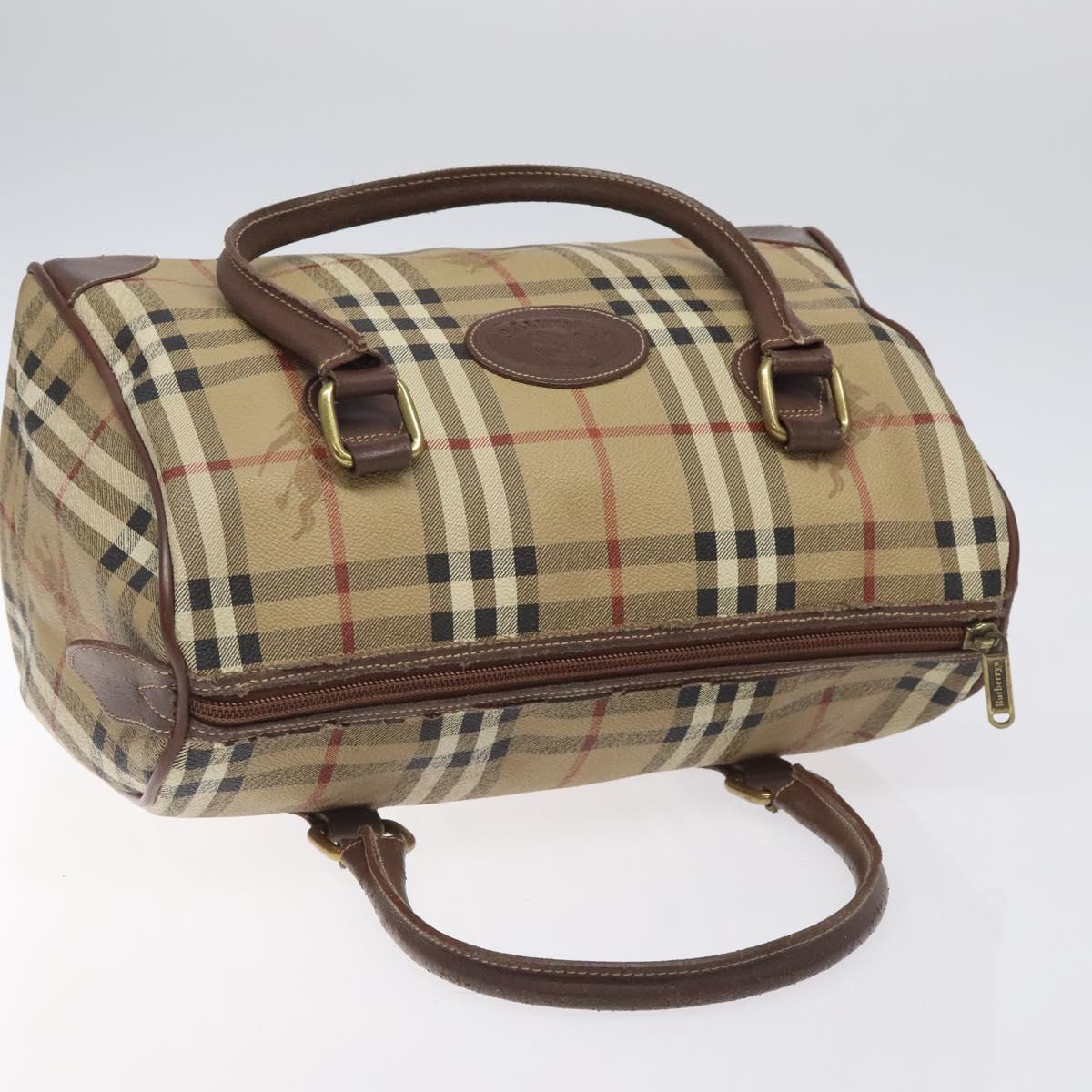 Burberrys Nova Check Hand Bag PVC Beige Auth 122817