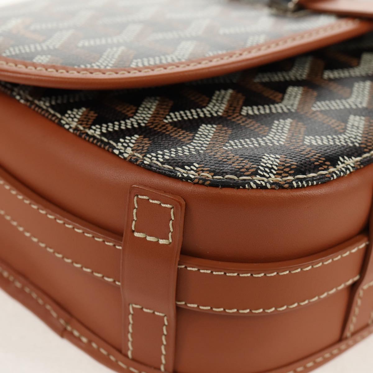 GOYARD Herringbone Belvedere PM Shoulder Bag PVC Black Silver Auth 122843M