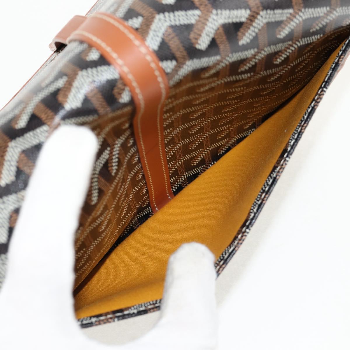 GOYARD Herringbone Belvedere PM Shoulder Bag PVC Black Silver Auth 122843M