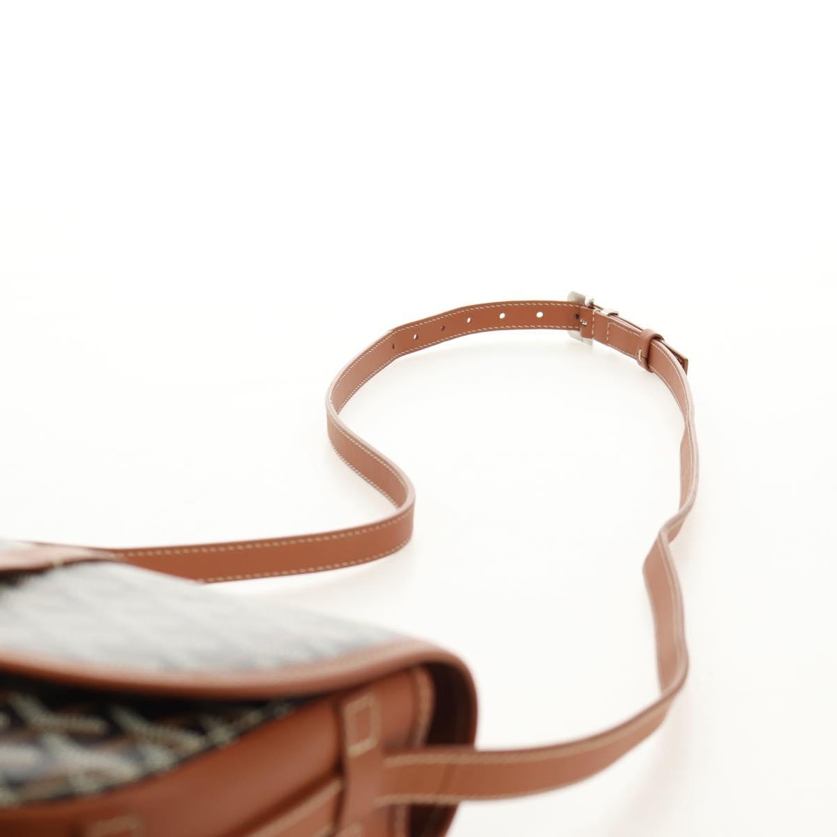 GOYARD Herringbone Belvedere PM Shoulder Bag PVC Black Silver Auth 122843M