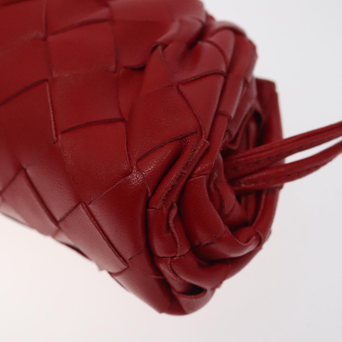 BOTTEGA VENETA INTRECCIATO Accessory Pouch Leather Red Auth 122864