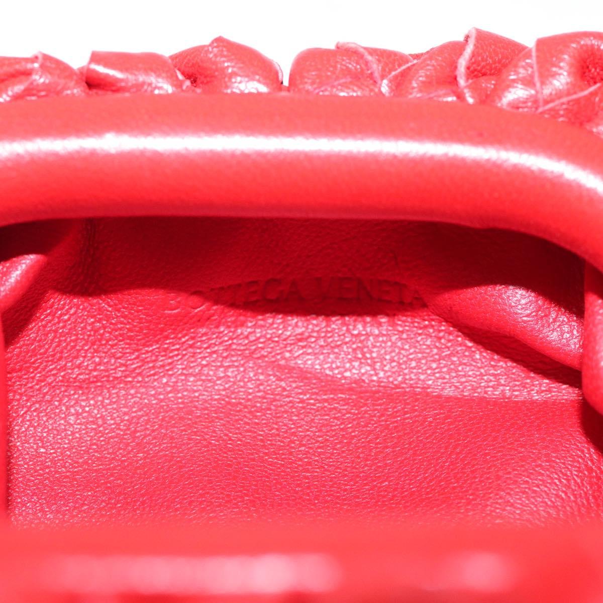 BOTTEGA VENETA INTRECCIATO Accessory Pouch Leather Red Auth 122864