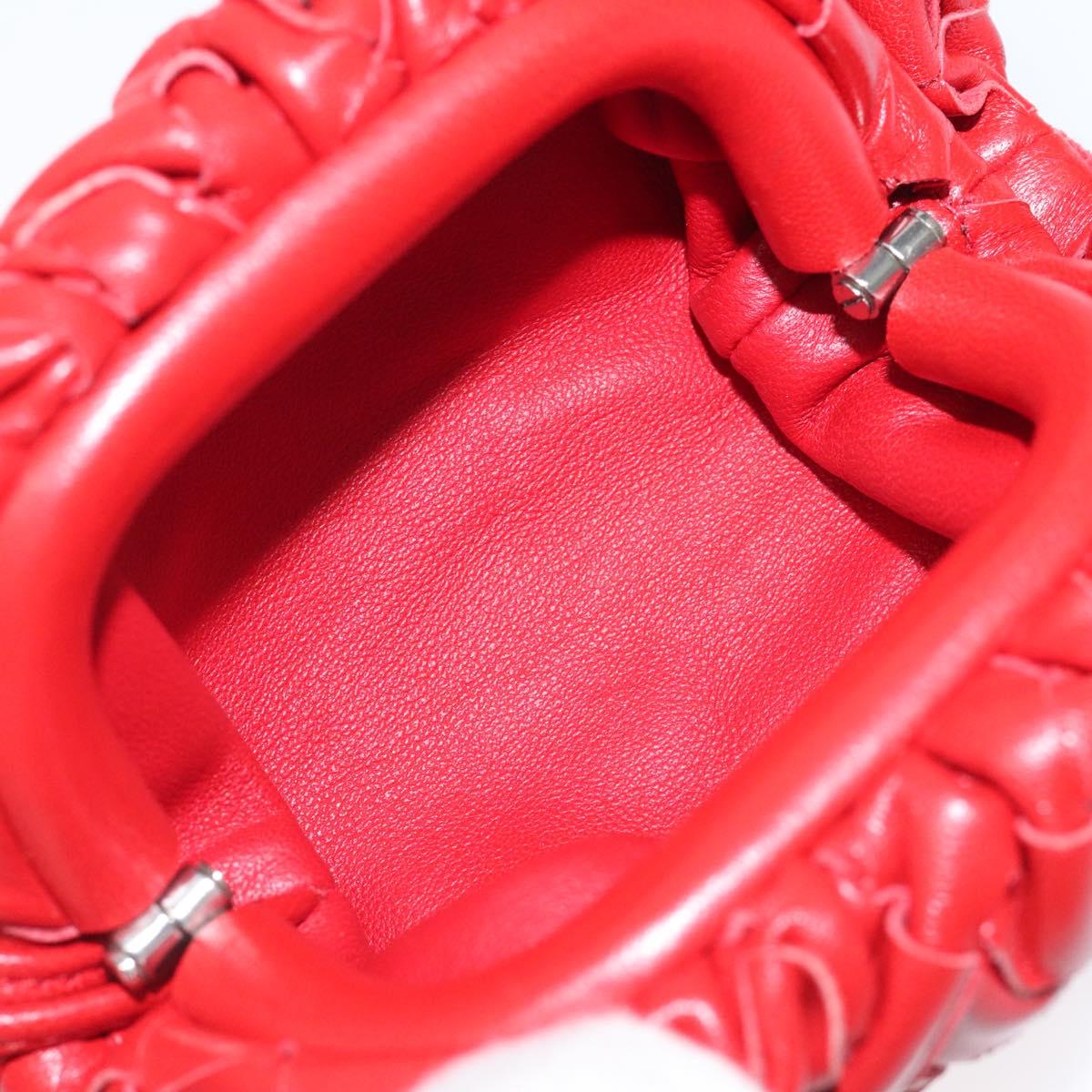 BOTTEGA VENETA INTRECCIATO Accessory Pouch Leather Red Auth 122864