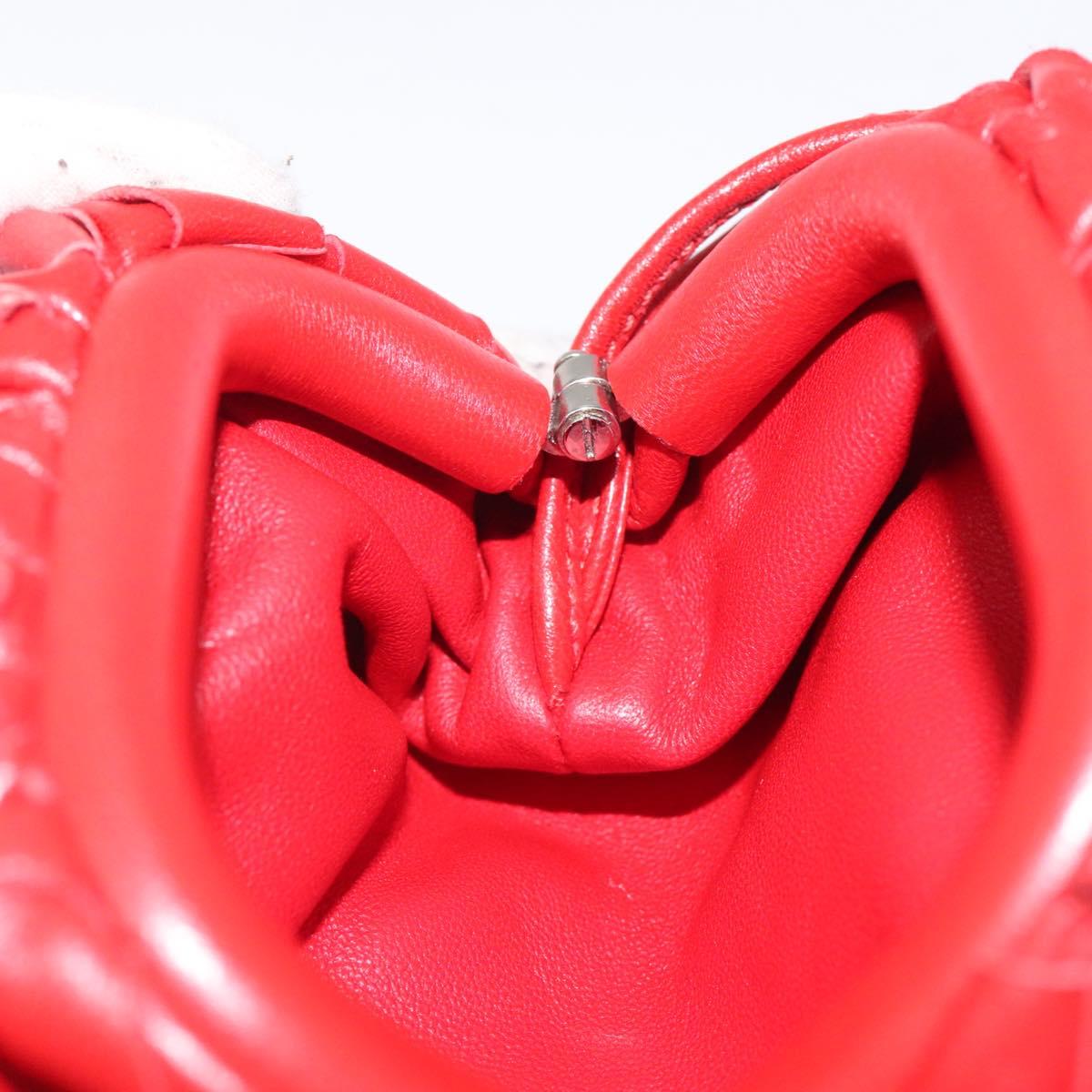 BOTTEGA VENETA INTRECCIATO Accessory Pouch Leather Red Auth 122864