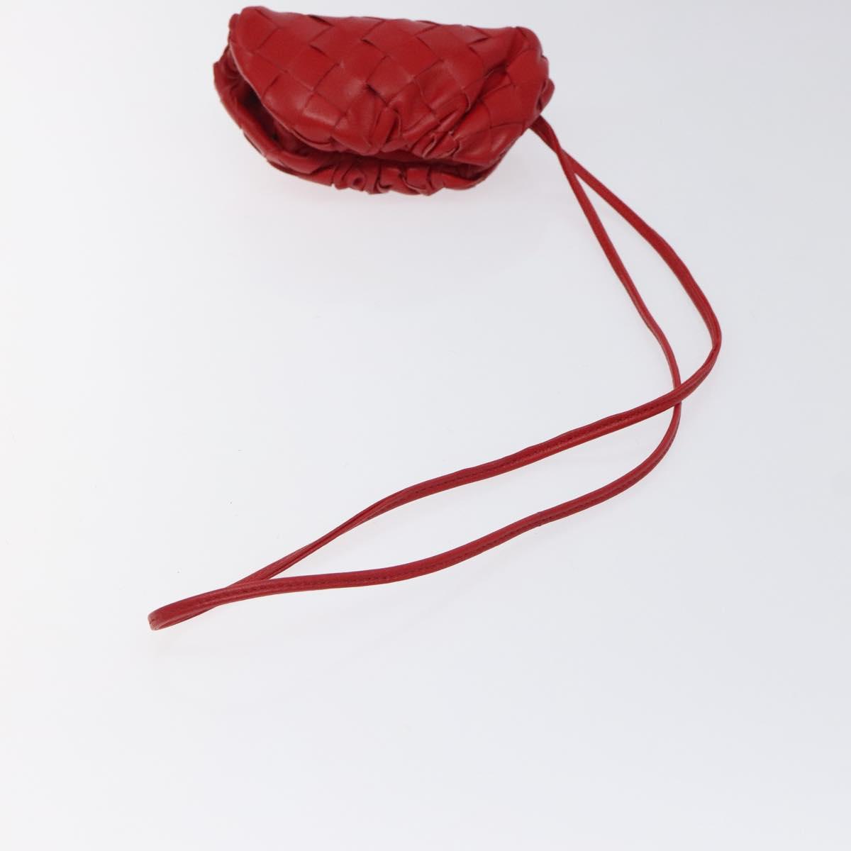 BOTTEGA VENETA INTRECCIATO Accessory Pouch Leather Red Auth 122864