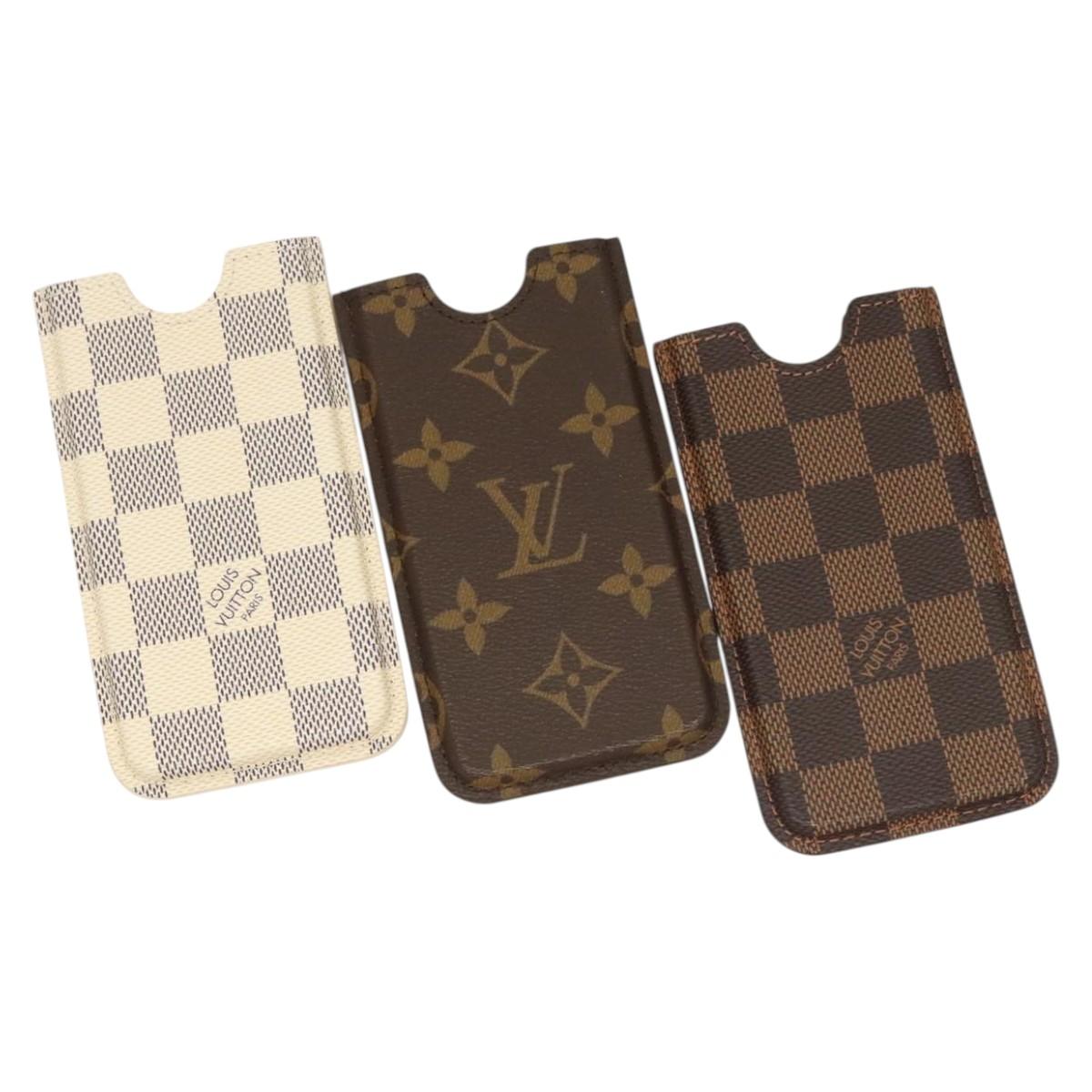 LOUIS VUITTON Damier Ebene Monogram Damier Azur iPhone Case 3Set LV Auth 122874