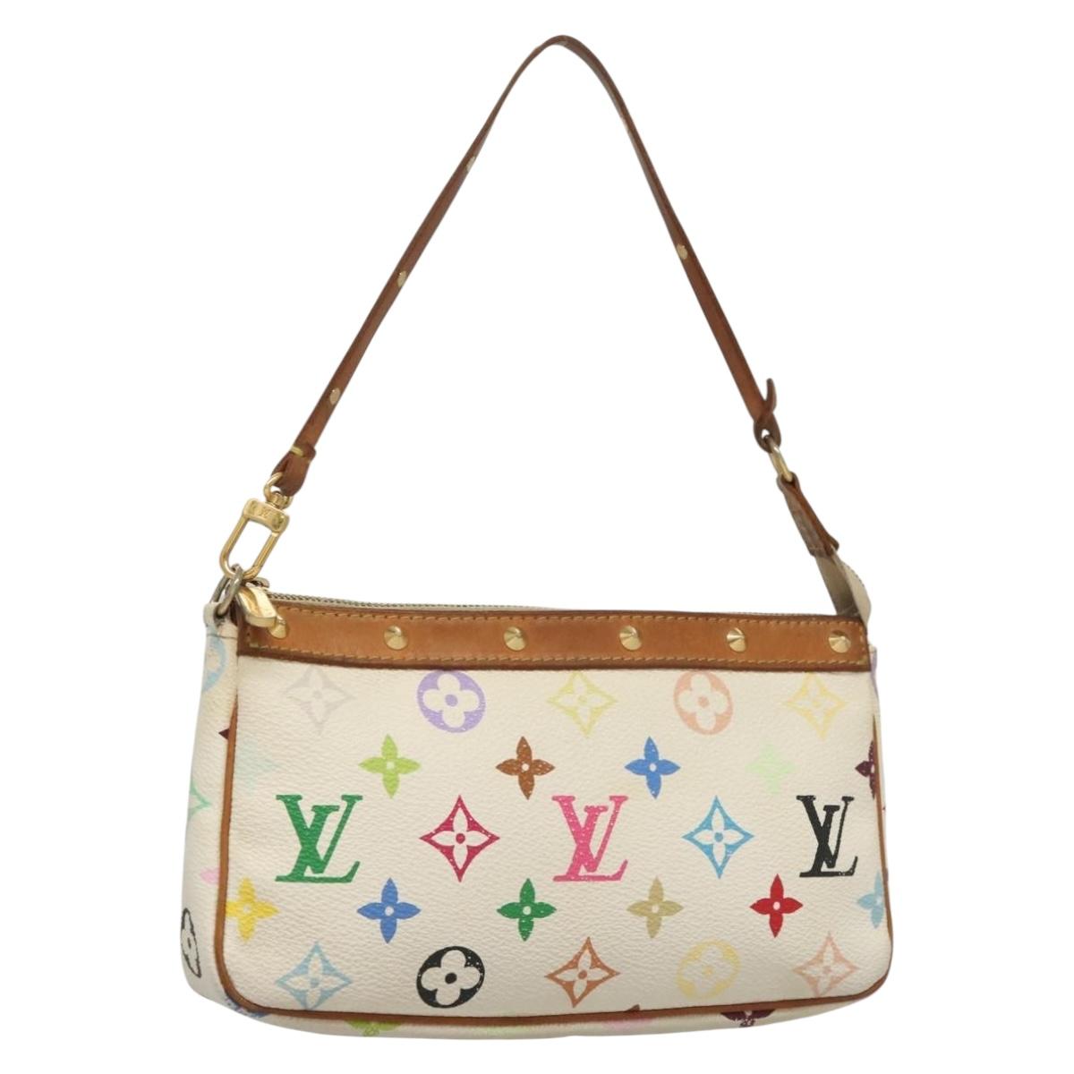LOUIS VUITTON Multicolor Pochette Accessoires Pouch White M92649 LV Auth 122878