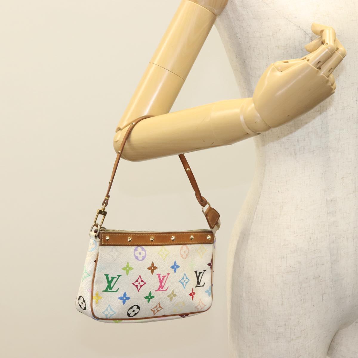 LOUIS VUITTON Multicolor Pochette Accessoires Pouch White M92649 LV Auth 122878