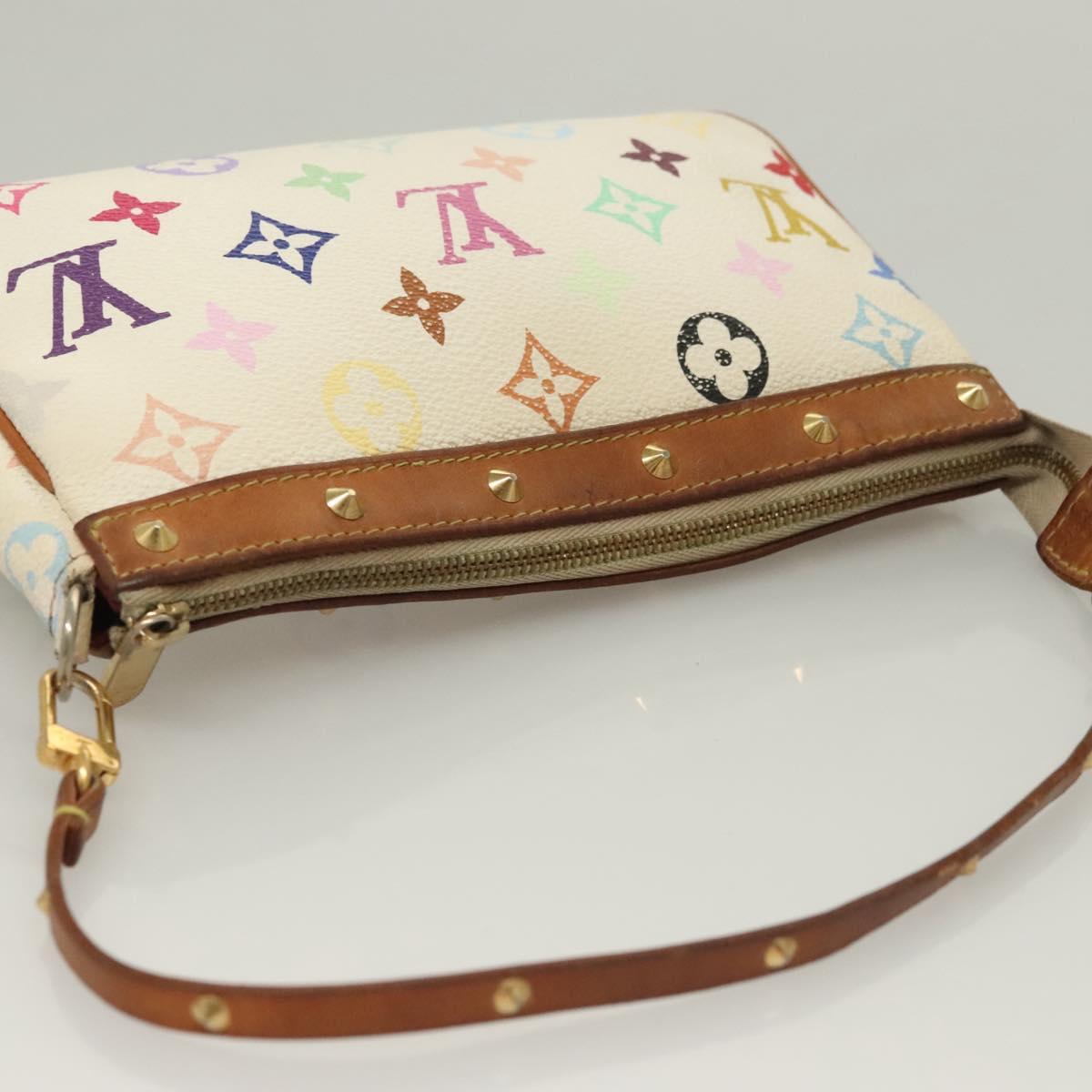 LOUIS VUITTON Multicolor Pochette Accessoires Pouch White M92649 LV Auth 122878