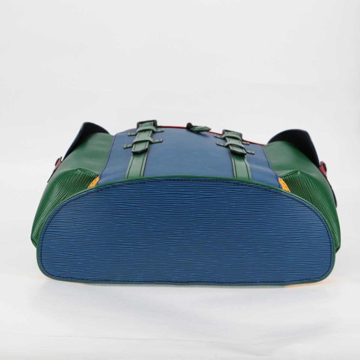 LOUIS VUITTON Epi Christopher PM Backpack Tricolor Blue Red M55565 Auth 122883M