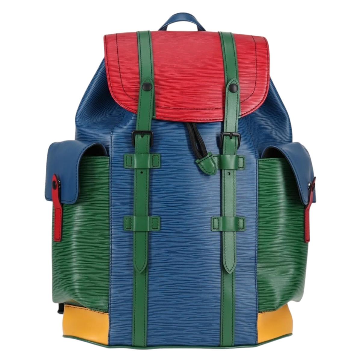LOUIS VUITTON Epi Christopher PM Backpack Tricolor Blue Red M55565 Auth 122883M
