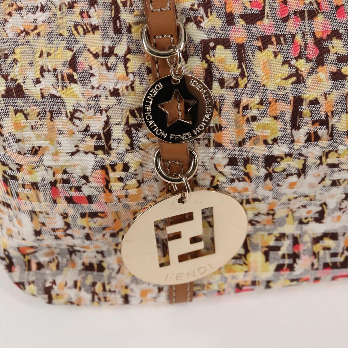 FENDI Zucchino Canvas Hand Bag Beige Gold Auth 122885V