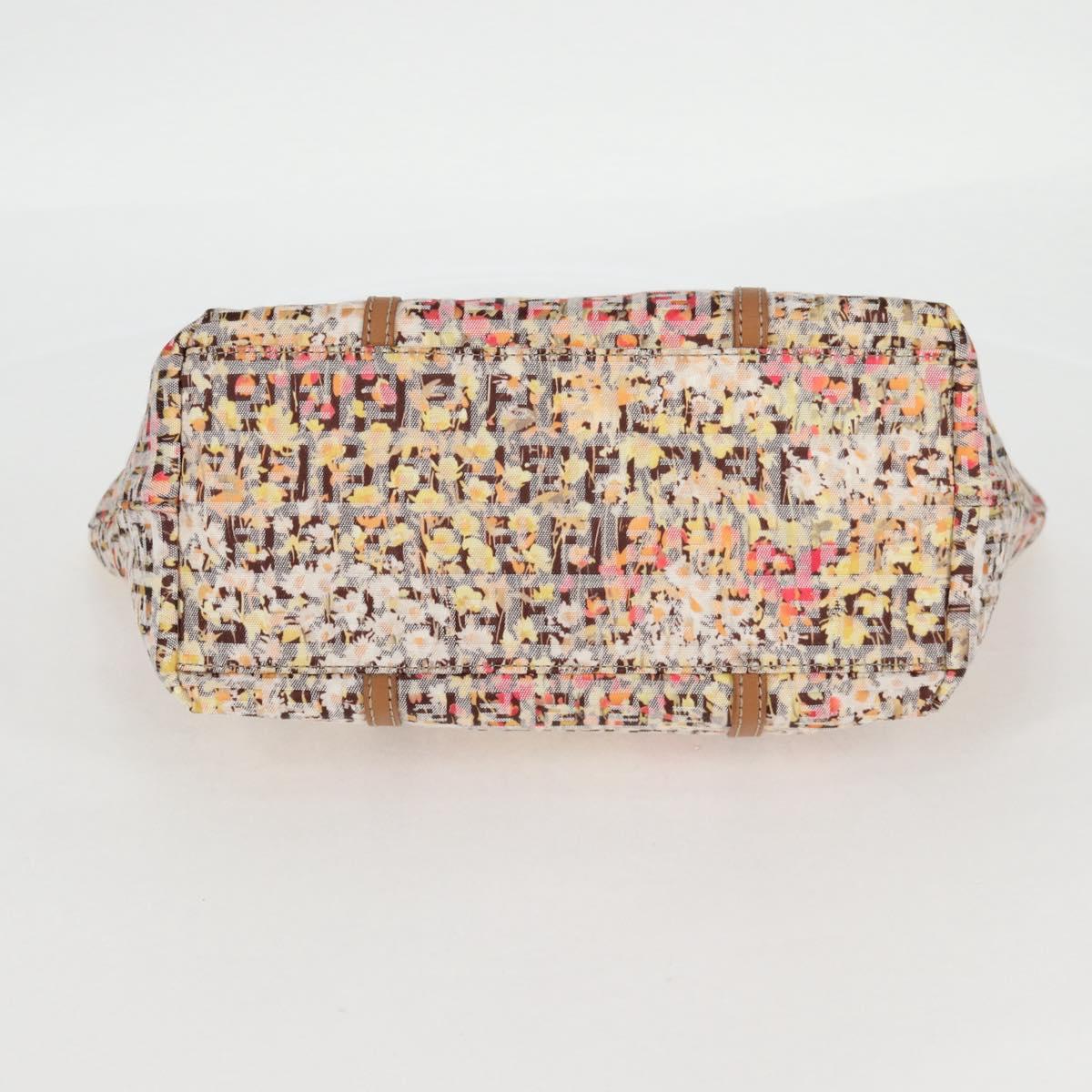 FENDI Zucchino Canvas Hand Bag Beige Gold Auth 122885V