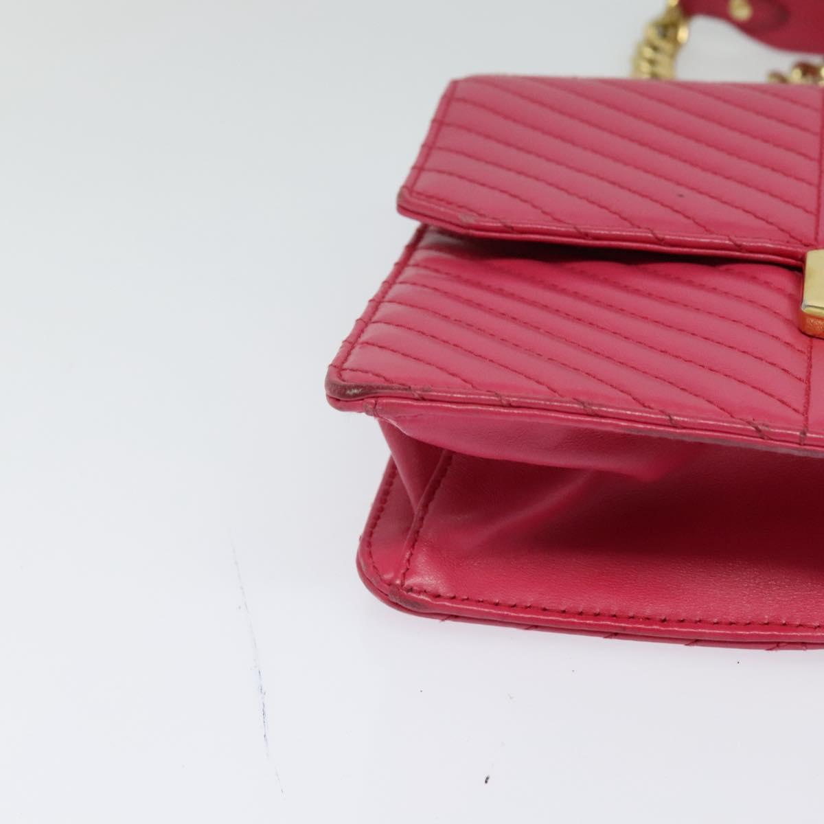 PRADA Chain Shoulder Bag Leather Pink Gold Auth 122903