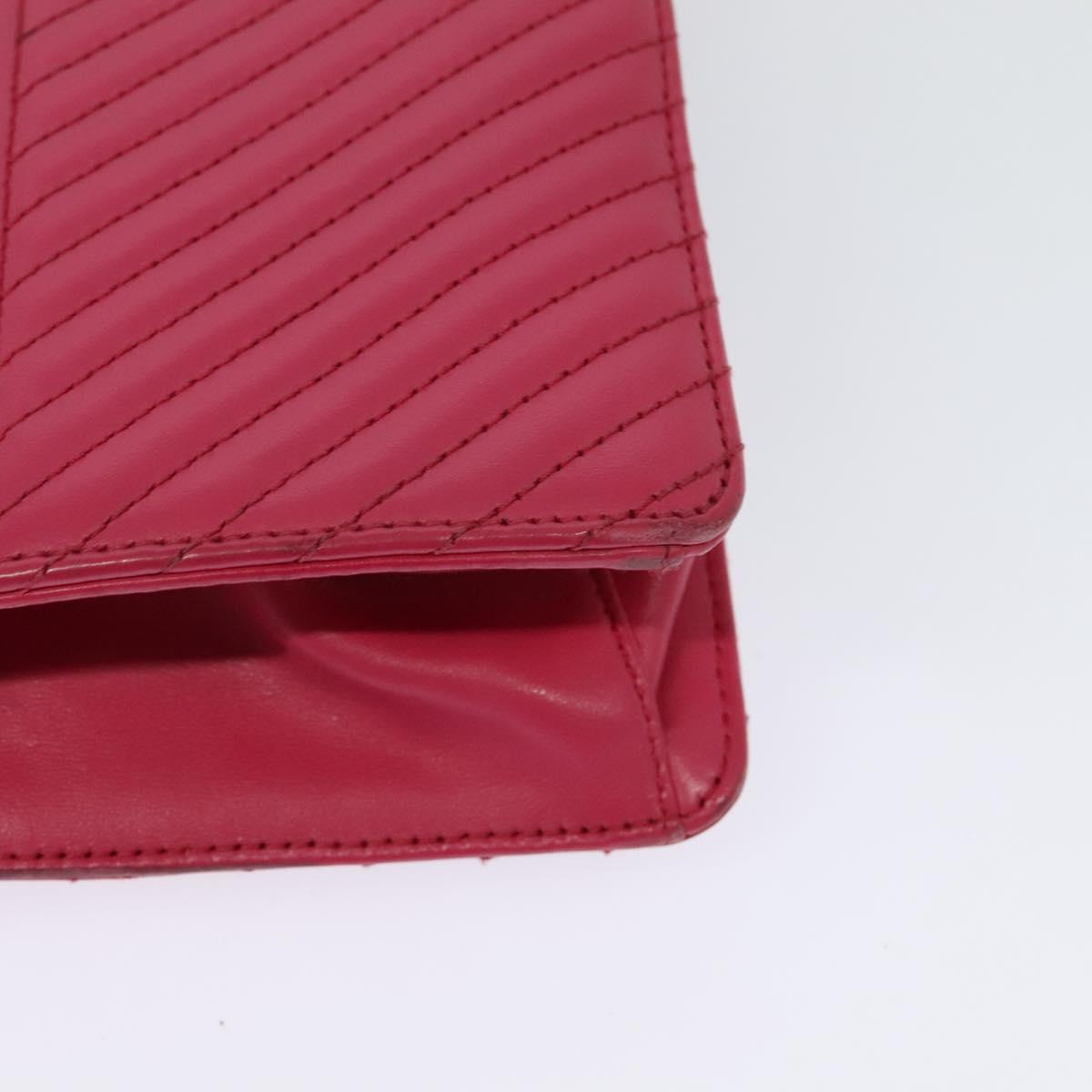 PRADA Chain Shoulder Bag Leather Pink Gold Auth 122903