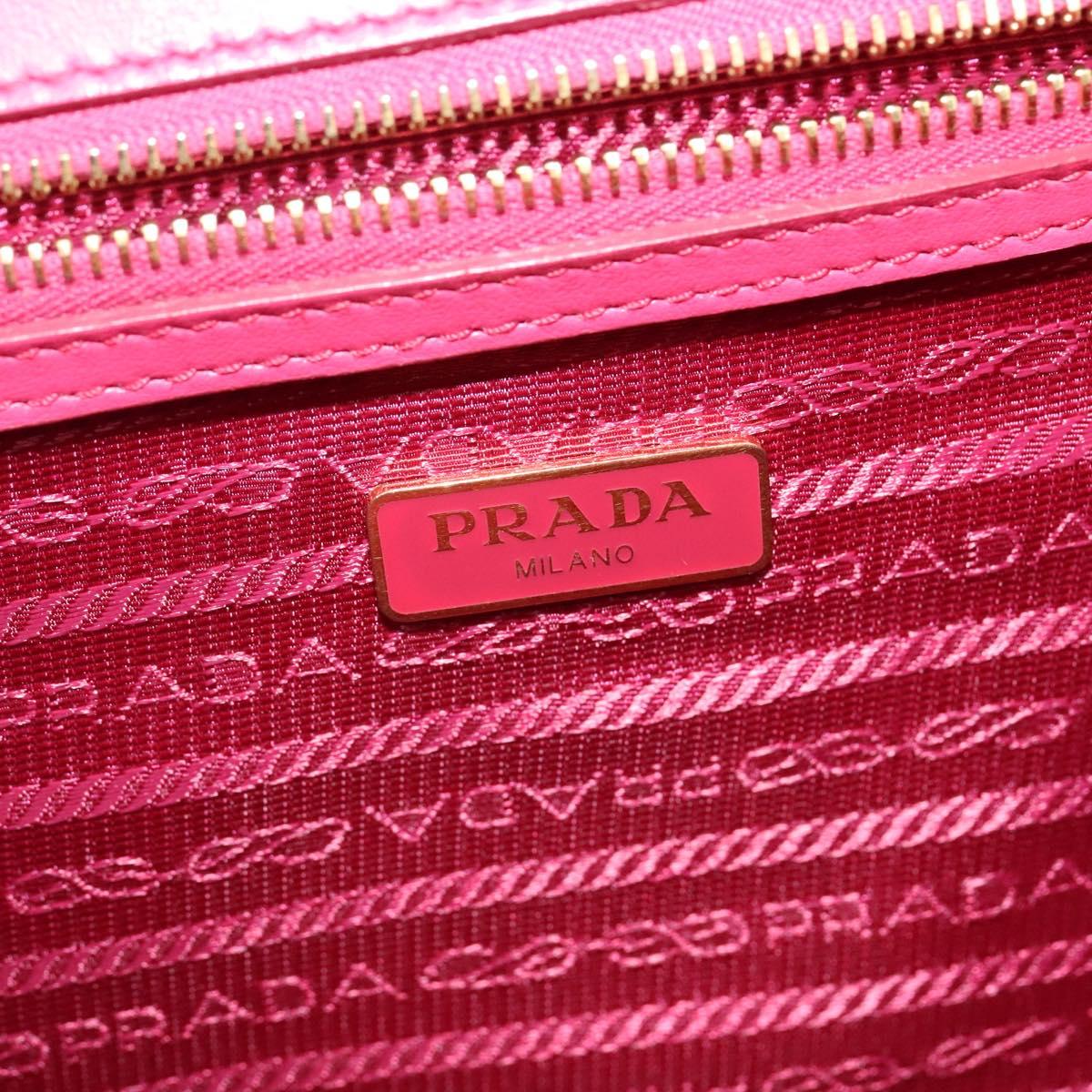 PRADA Chain Shoulder Bag Leather Pink Gold Auth 122903
