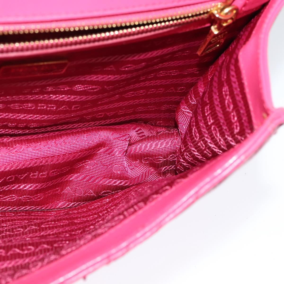 PRADA Chain Shoulder Bag Leather Pink Gold Auth 122903