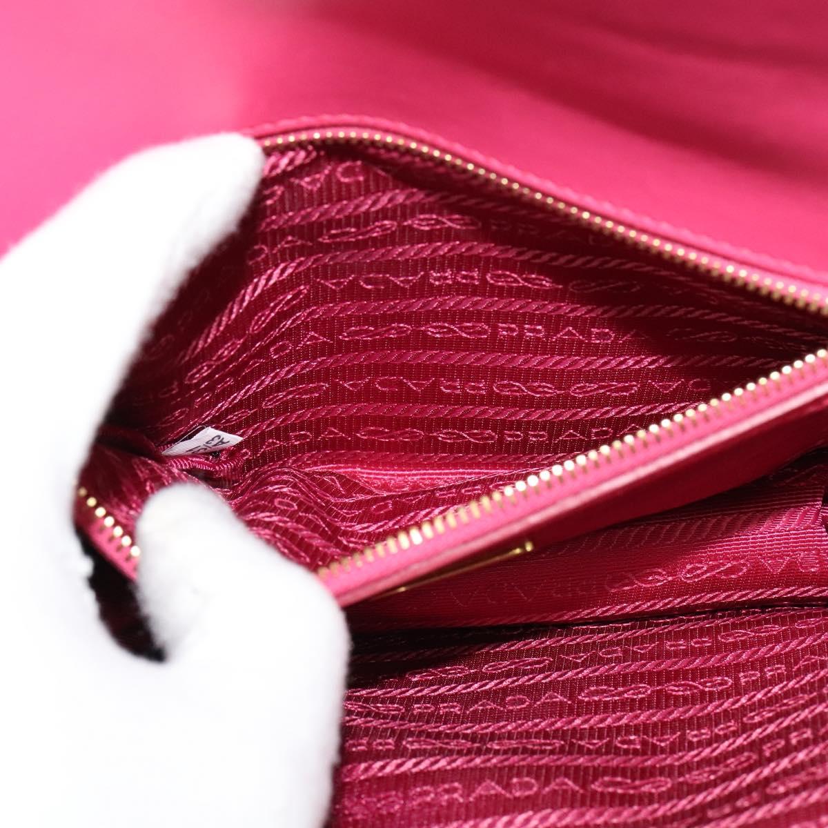 PRADA Chain Shoulder Bag Leather Pink Gold Auth 122903