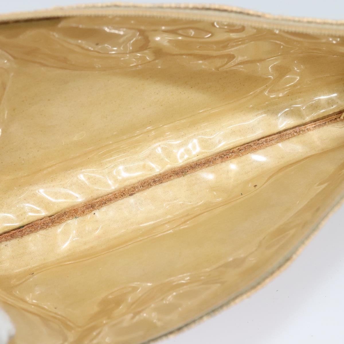 CHANEL Camelia Chain Tote Bag Straw Beige CC Auth 122907