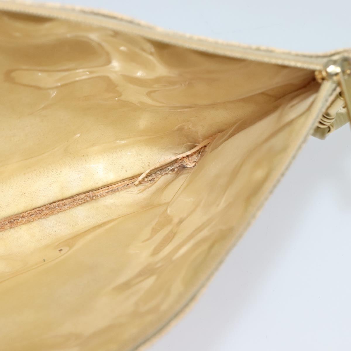 CHANEL Camelia Chain Tote Bag Straw Beige CC Auth 122907