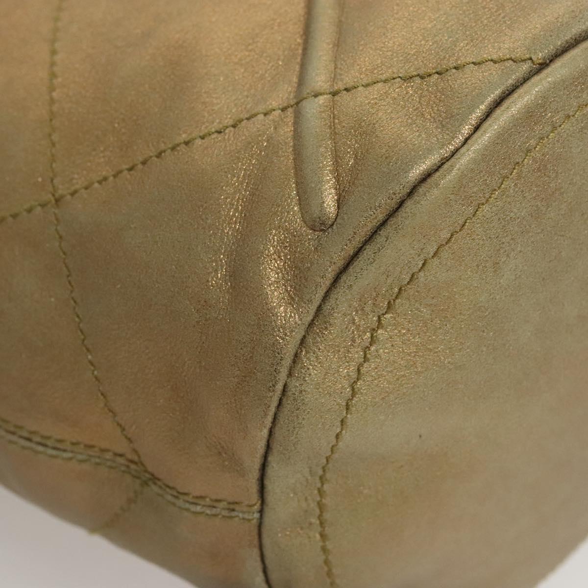 Salvatore Ferragamo Hand Bag Suede Gold Silver Auth 122919