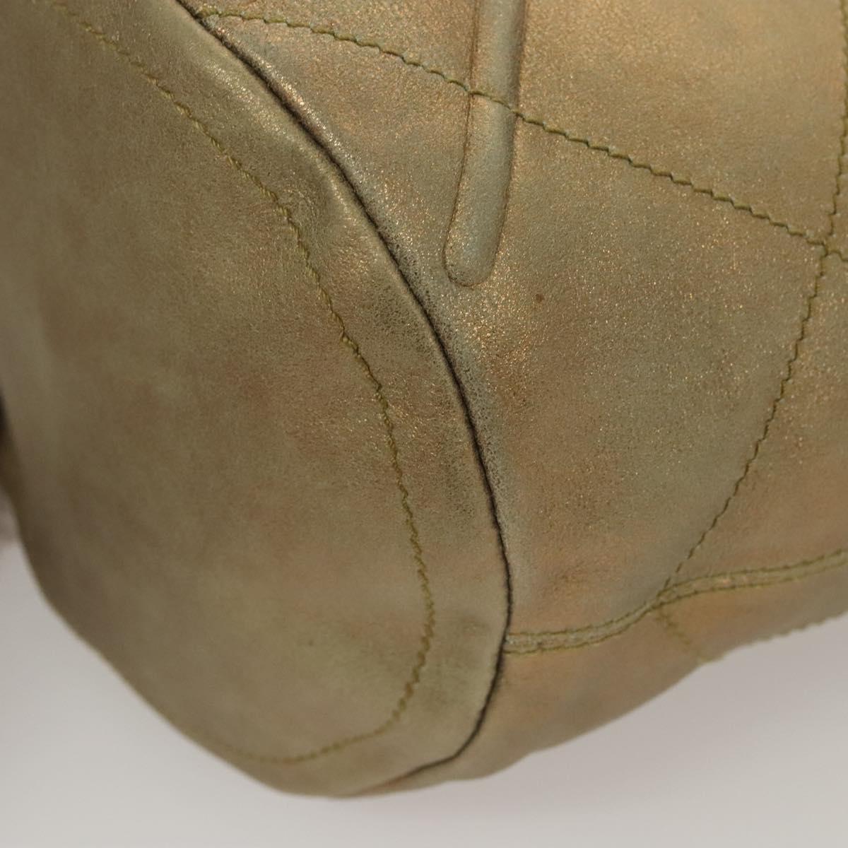 Salvatore Ferragamo Hand Bag Suede Gold Silver Auth 122919