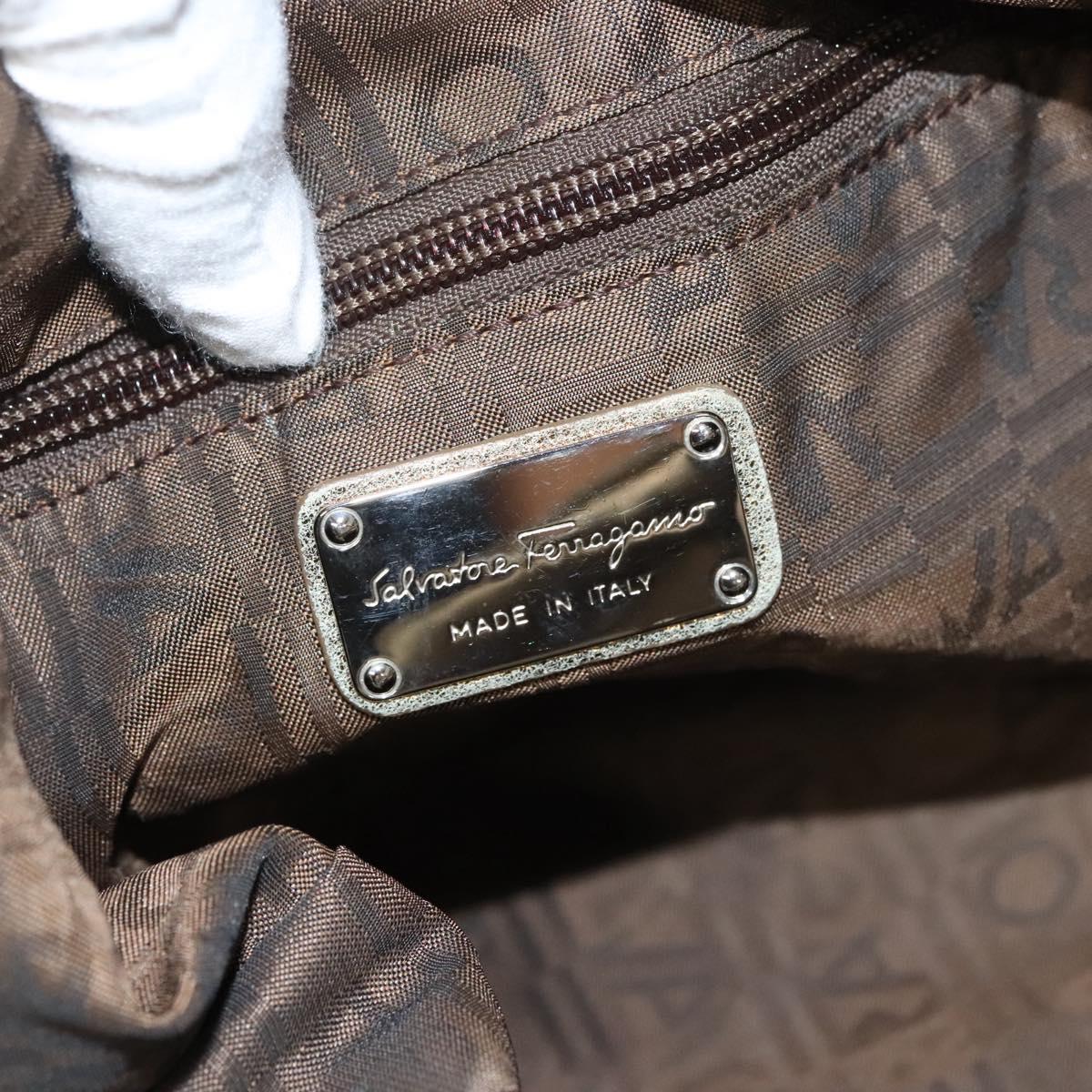 Salvatore Ferragamo Hand Bag Suede Gold Silver Auth 122919