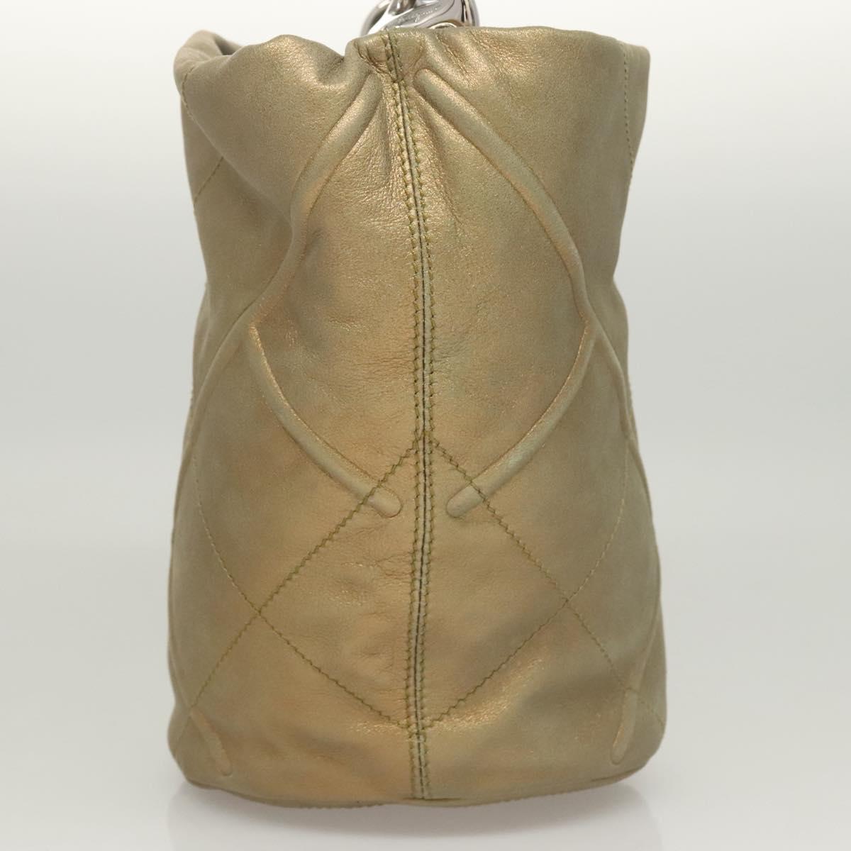 Salvatore Ferragamo Hand Bag Suede Gold Silver Auth 122919