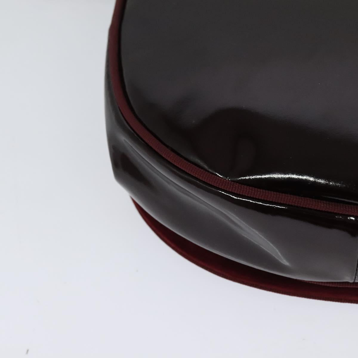 Salvatore Ferragamo Vala Shoulder Bag Patent leather Bordeaux Gold Auth 122920