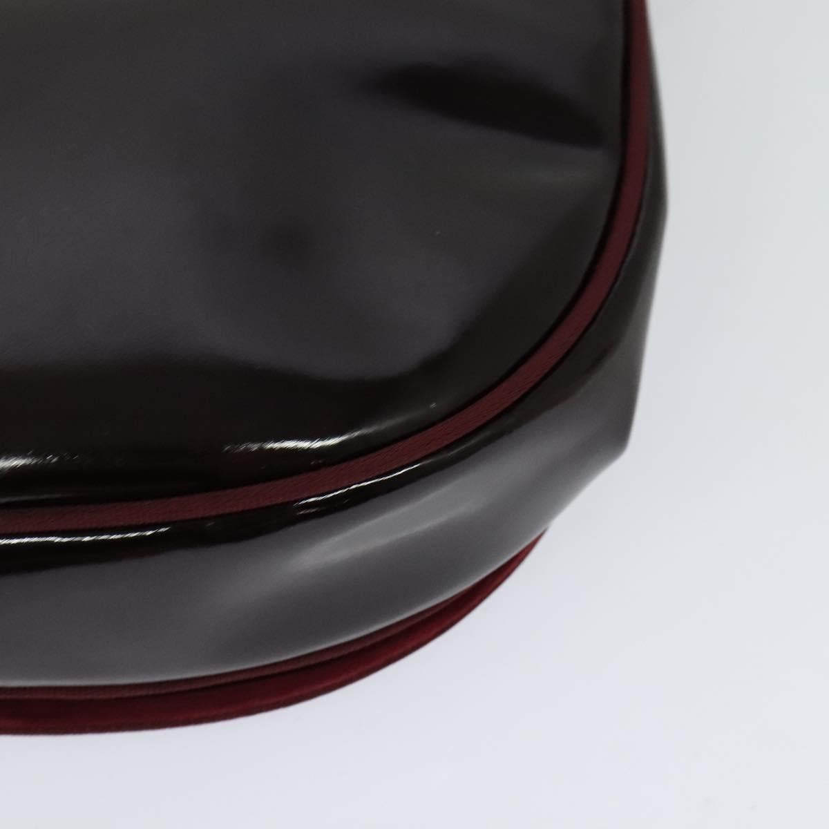 Salvatore Ferragamo Vala Shoulder Bag Patent leather Bordeaux Gold Auth 122920