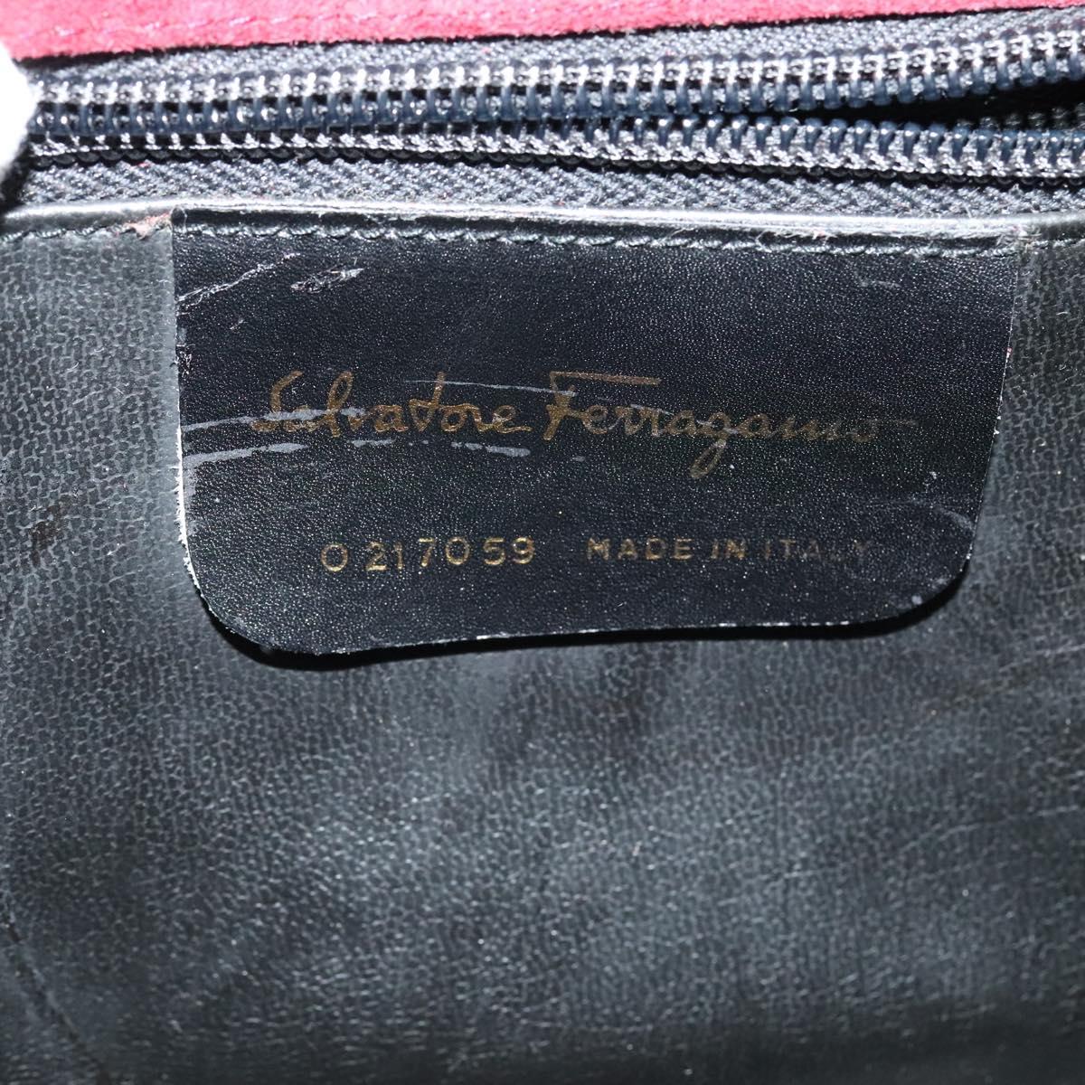 Salvatore Ferragamo Vala Shoulder Bag Patent leather Bordeaux Gold Auth 122920