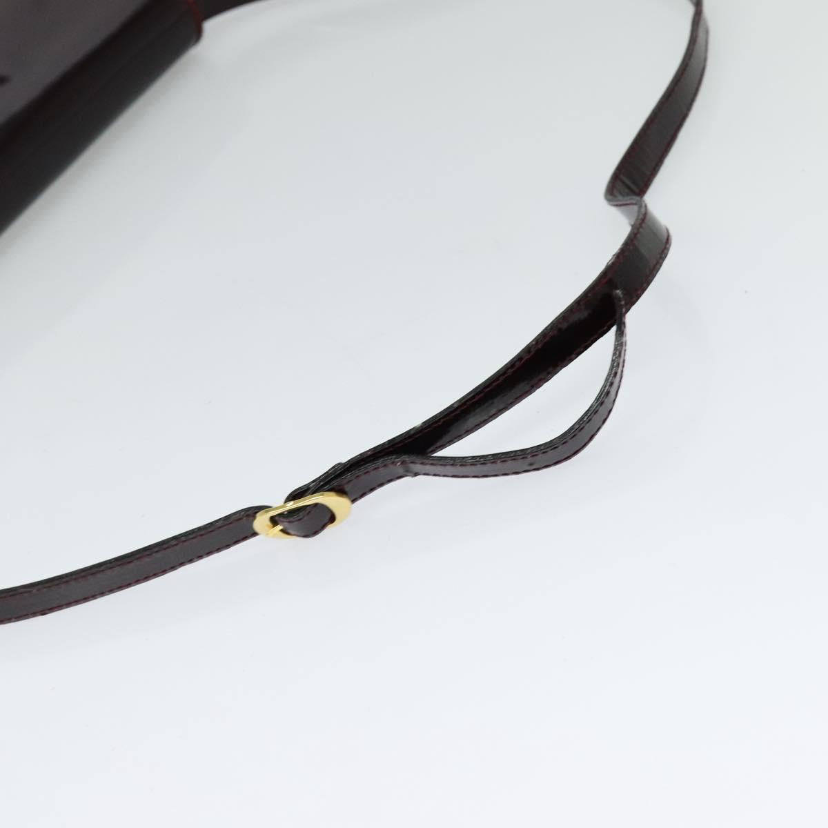 Salvatore Ferragamo Vala Shoulder Bag Patent leather Bordeaux Gold Auth 122920