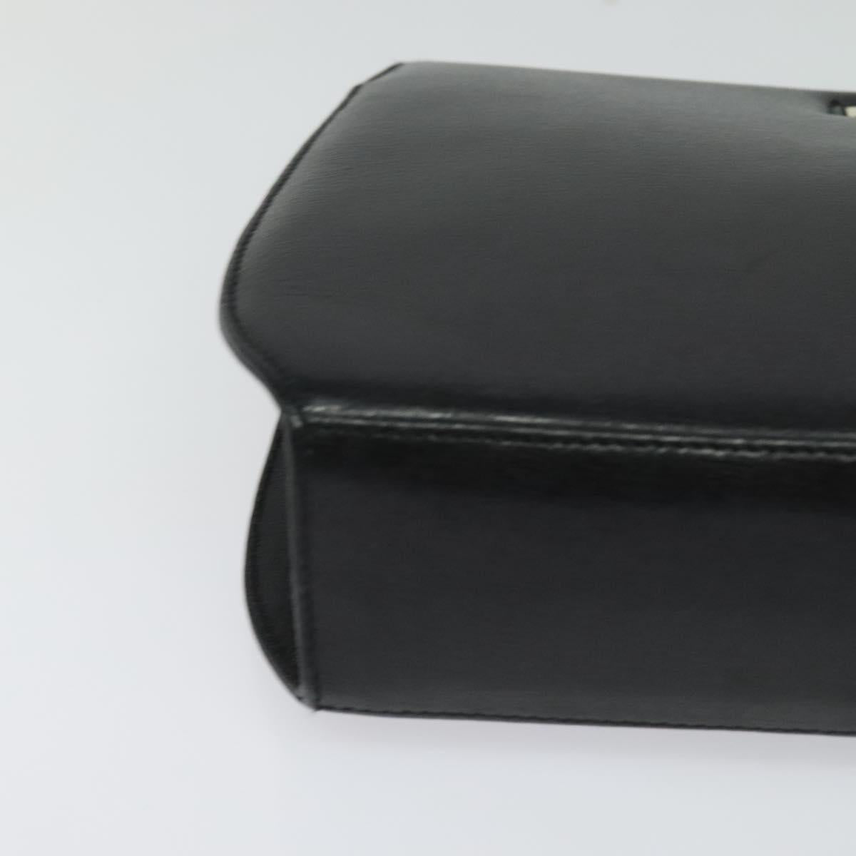 Salvatore Ferragamo Chain Shoulder Bag Leather Black Gold Auth 122921