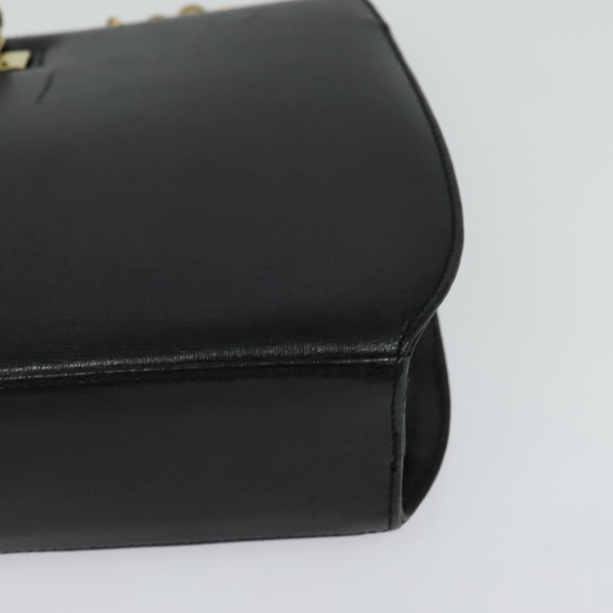 Salvatore Ferragamo Chain Shoulder Bag Leather Black Gold Auth 122921