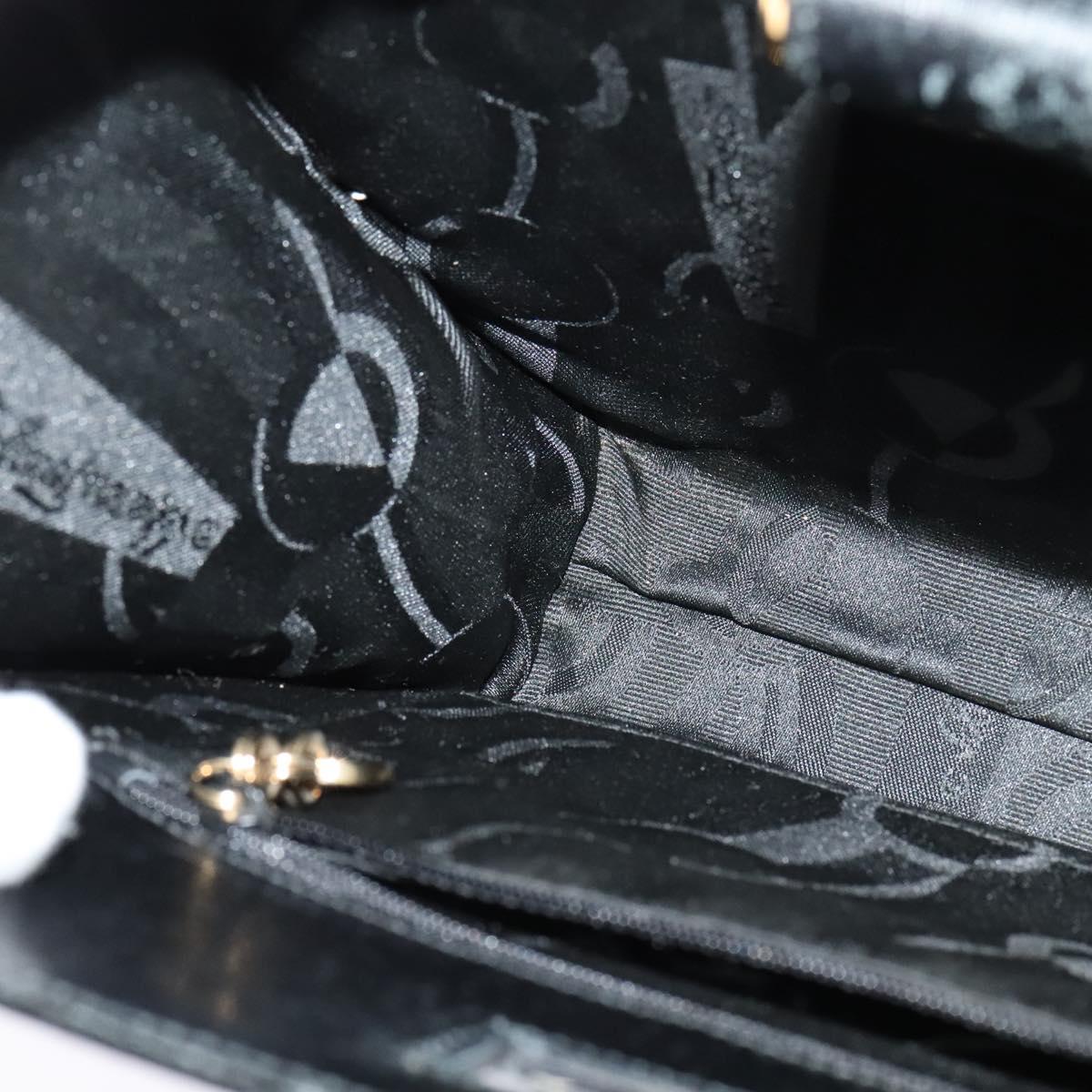 Salvatore Ferragamo Chain Shoulder Bag Leather Black Gold Auth 122921