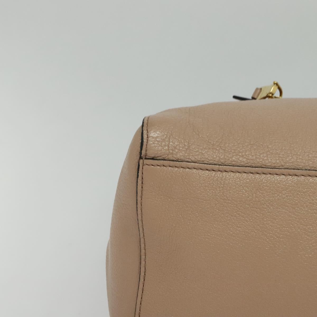 Miu Miu Tote Bag Leather 2way Beige Gold Auth 122923