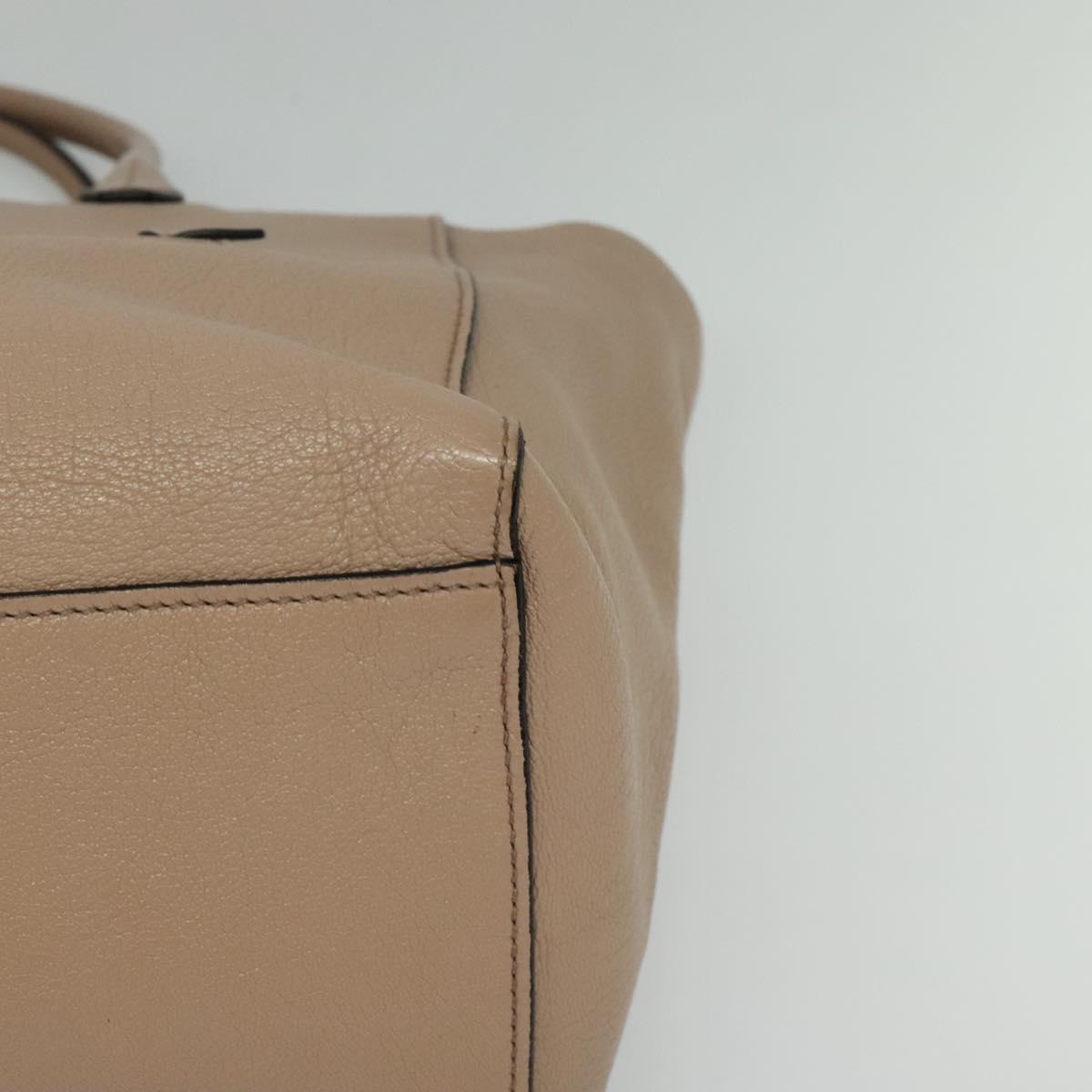 Miu Miu Tote Bag Leather 2way Beige Gold Auth 122923