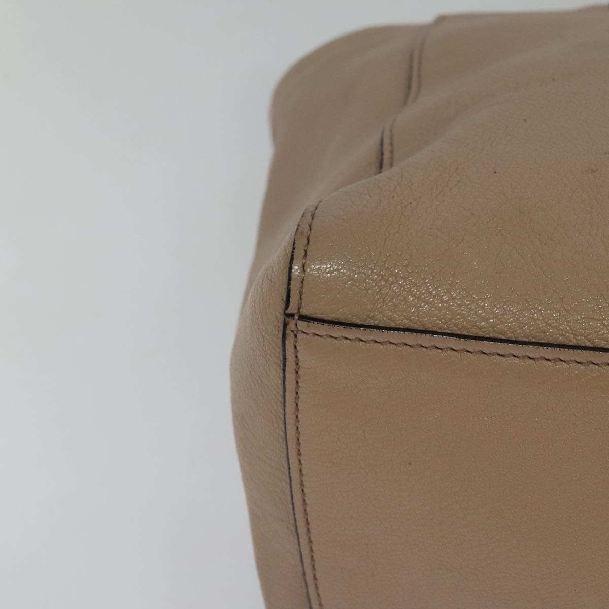 Miu Miu Tote Bag Leather 2way Beige Gold Auth 122923