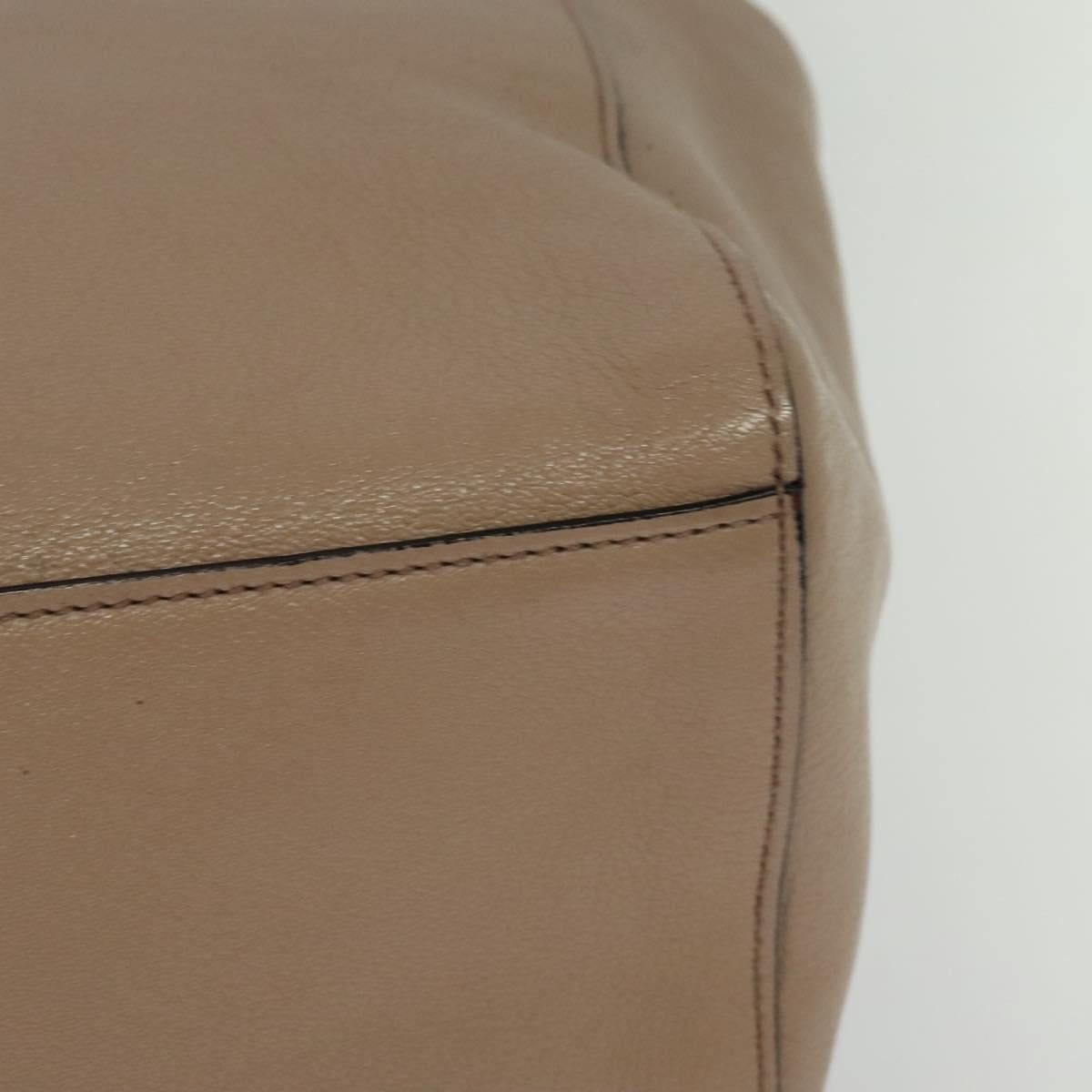 Miu Miu Tote Bag Leather 2way Beige Gold Auth 122923