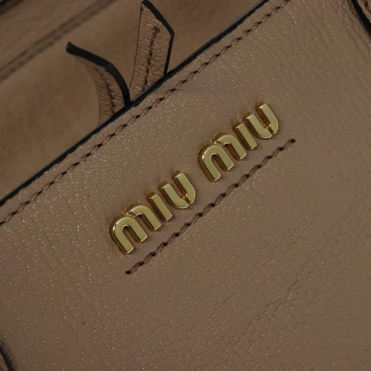 Miu Miu Tote Bag Leather 2way Beige Gold Auth 122923
