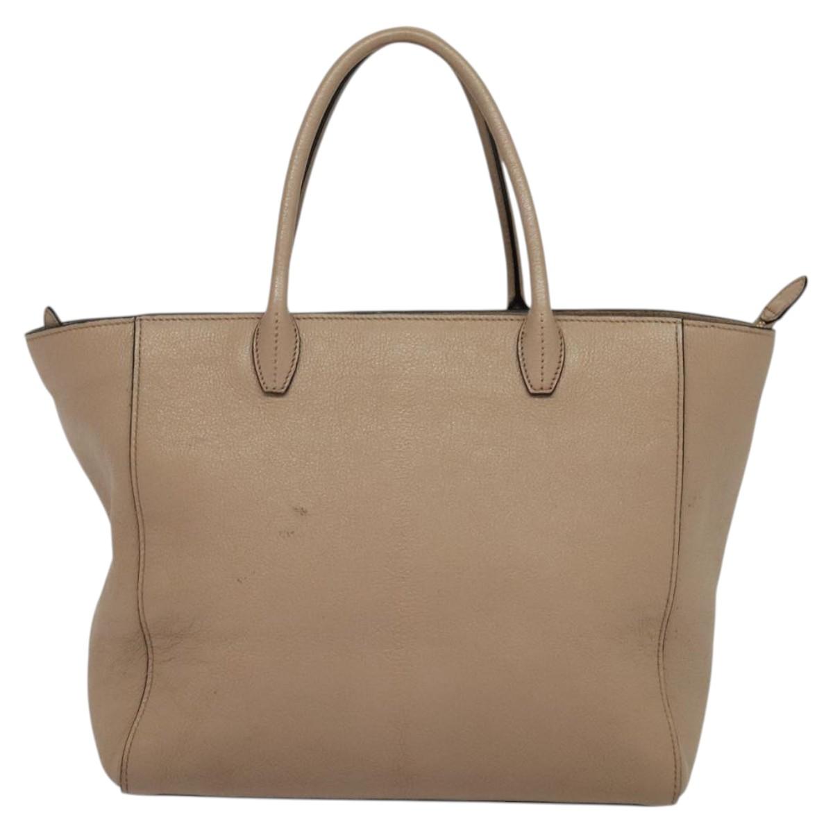 Miu Miu Tote Bag Leather 2way Beige Gold Auth 122923