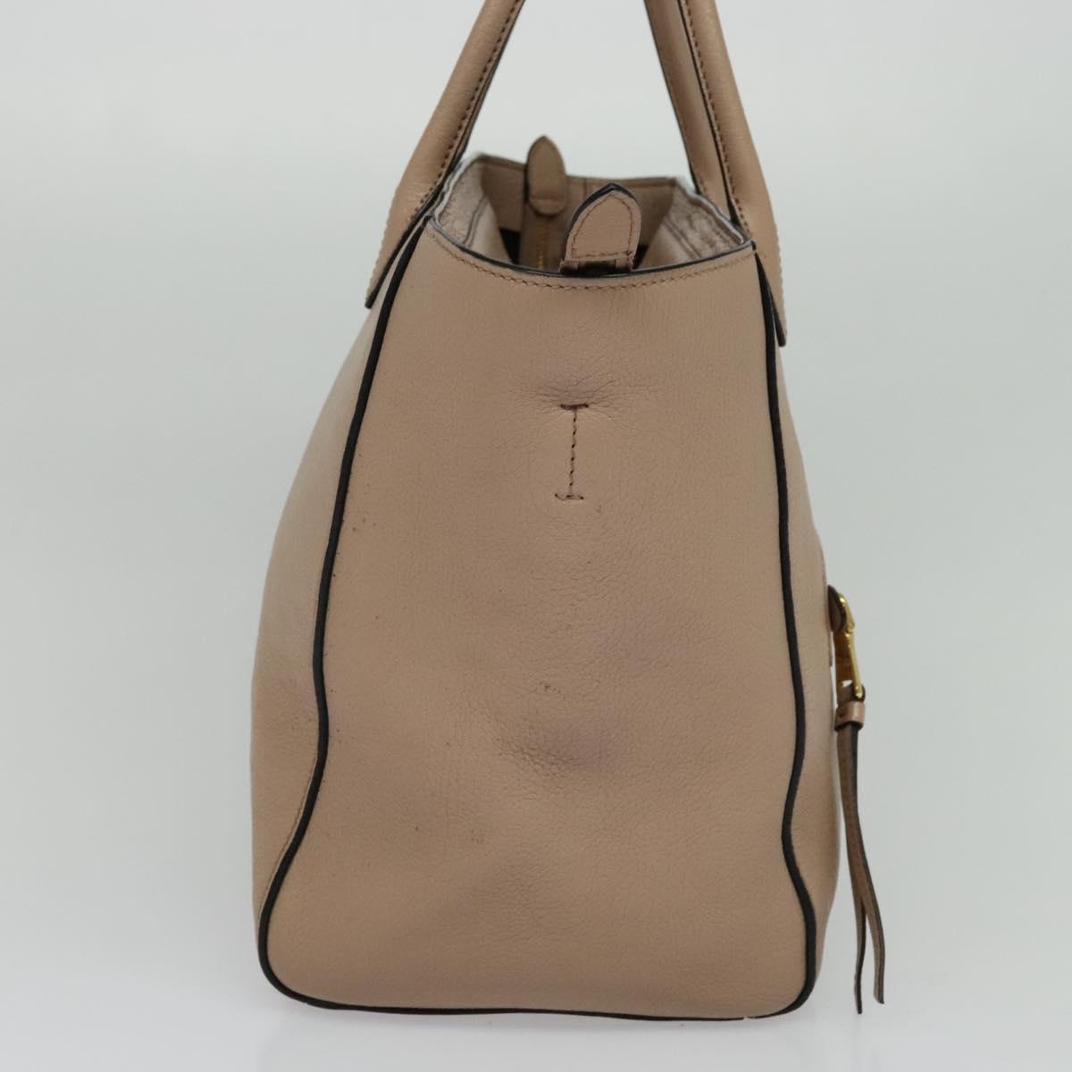 Miu Miu Tote Bag Leather 2way Beige Gold Auth 122923