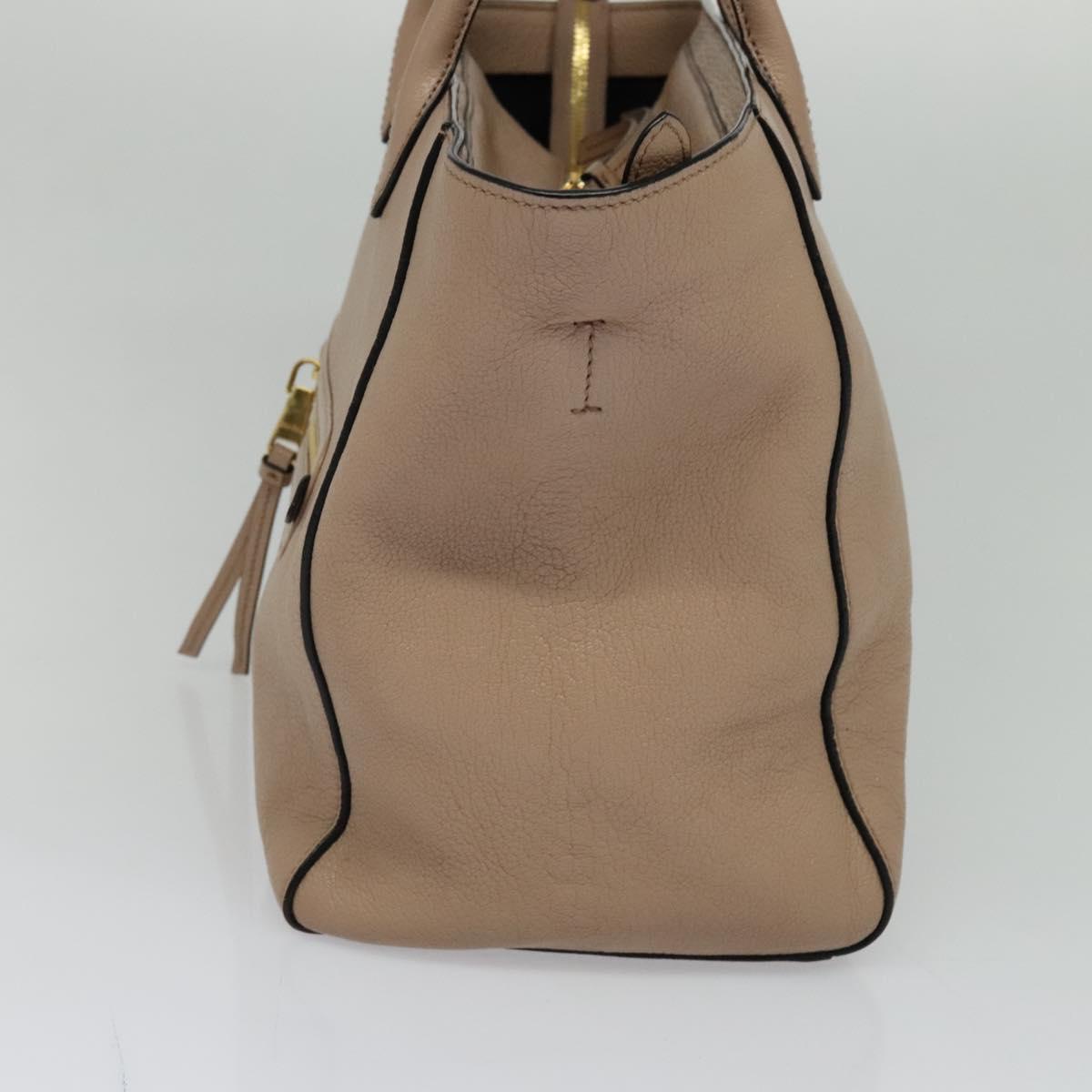 Miu Miu Tote Bag Leather 2way Beige Gold Auth 122923