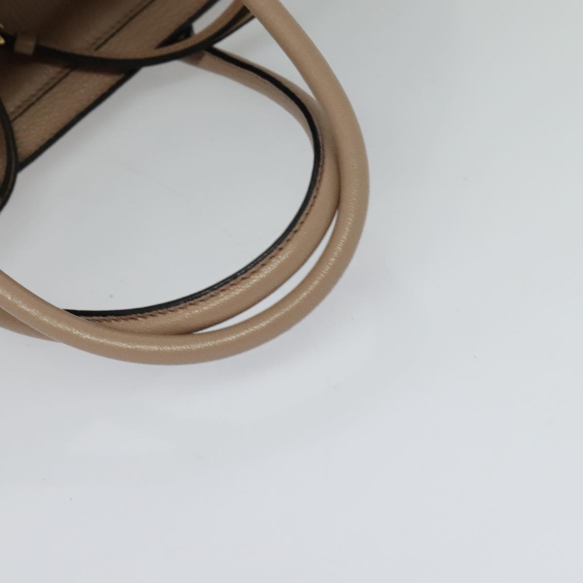 Miu Miu Tote Bag Leather 2way Beige Gold Auth 122923